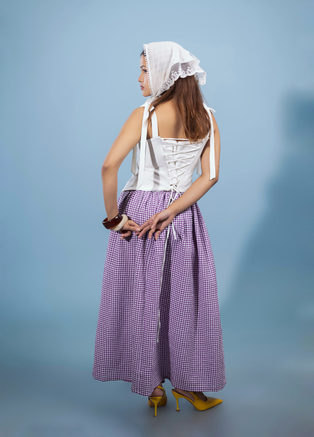 The Gingham Sonnet Corset Top with Gingham Skirt
