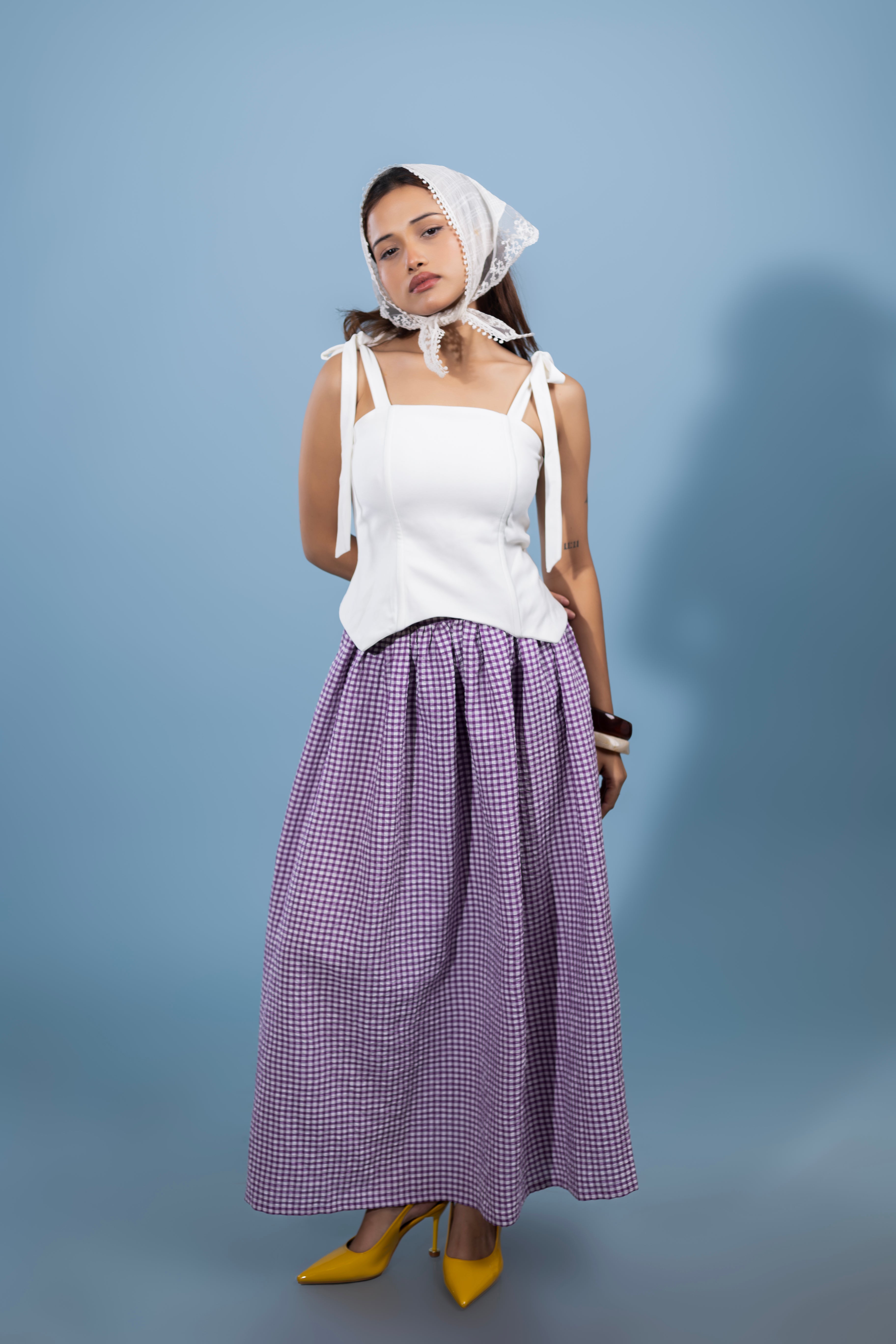 The Gingham Sonnet Corset Top with Gingham Skirt