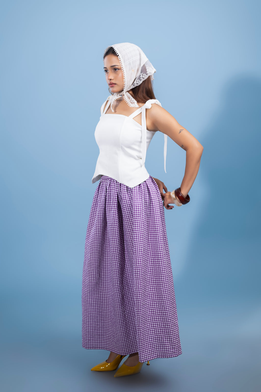 The Gingham Sonnet Corset Top with Gingham Skirt